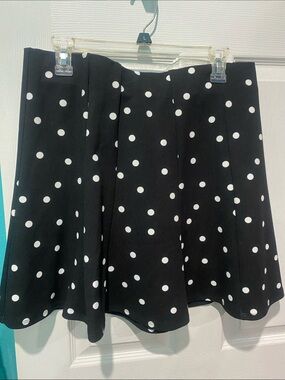 Messini Black & White Polka Dot  Mini Skirt, Size L